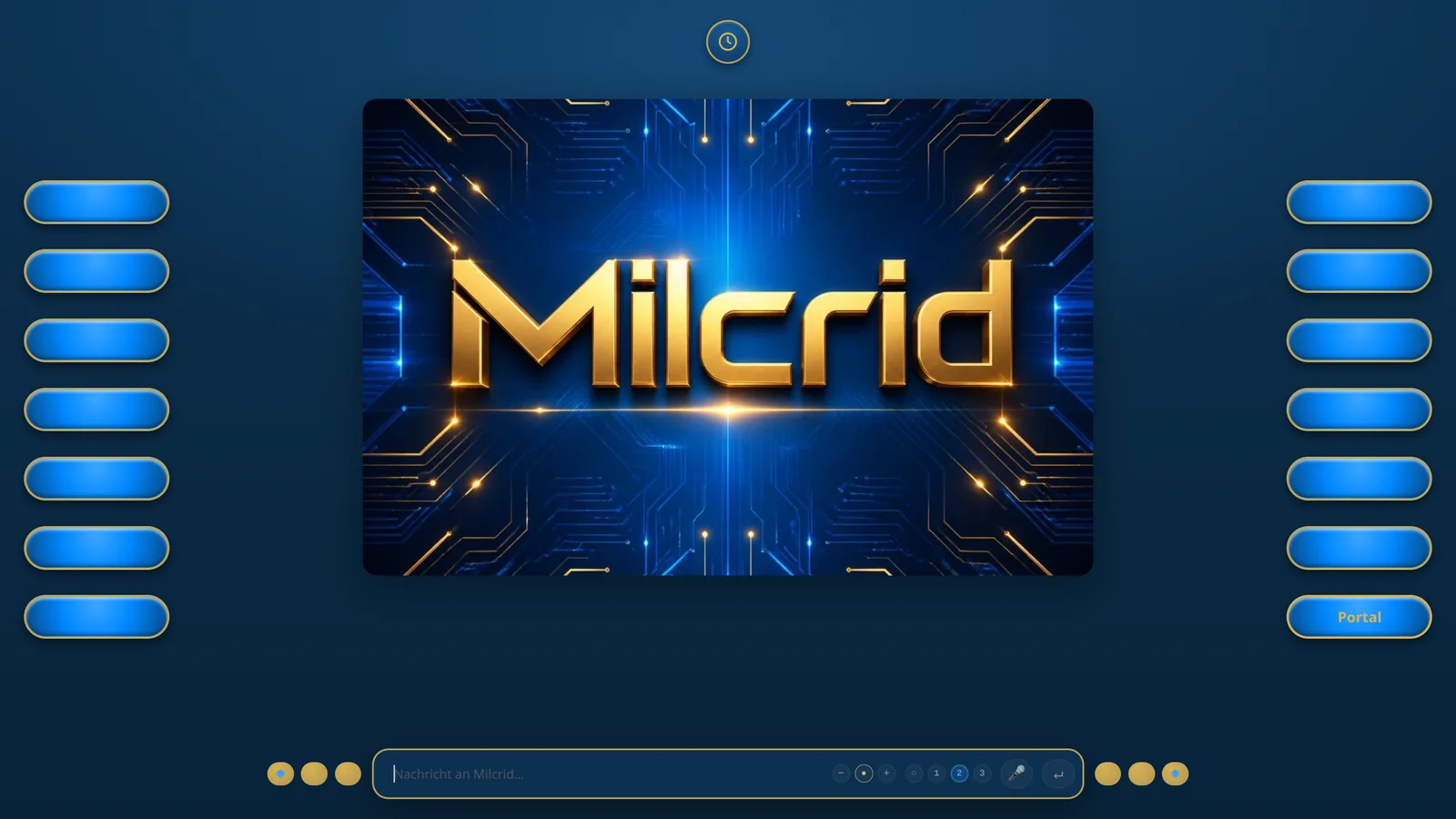The Milcrid portal in its original blue, still empty