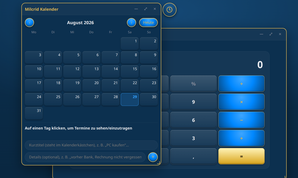 Two native Milcrid apps open at the same time, staggered